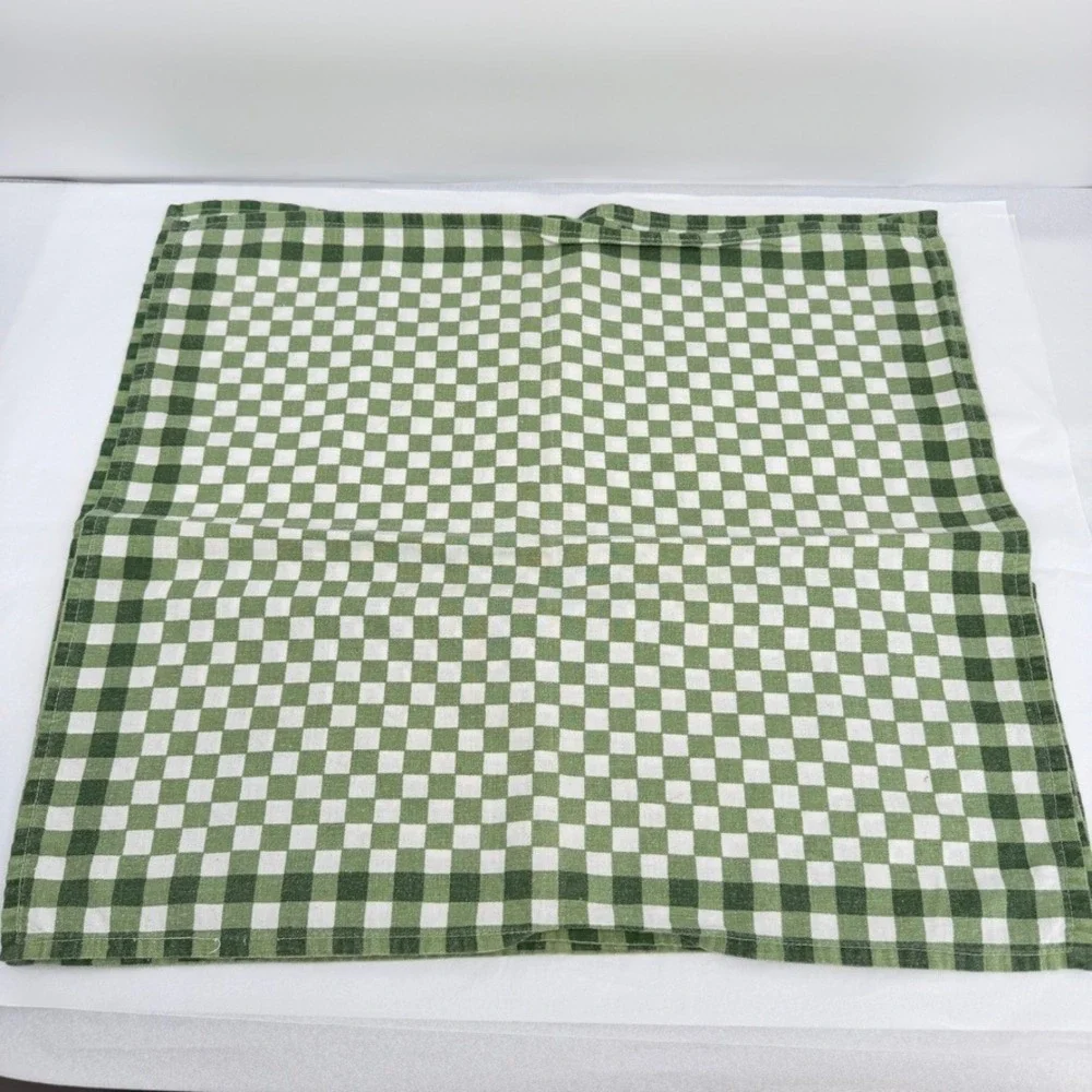 Gingham Cloth Napkins Green White Checkered Set of 4 Farmhouse Country Table